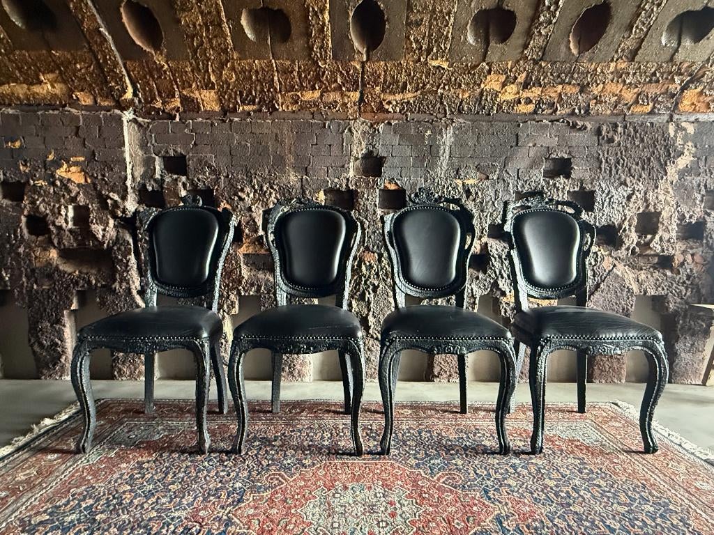 Unieke stoelen - Moooi - Designer Maarten Baas - Smoke serie, Huis en Inrichting, Stoelen, Gebruikt, Zwart, Design, Vier