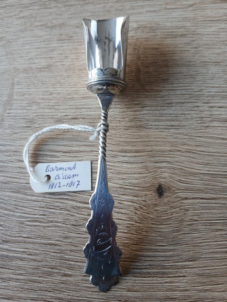 Zilveren suikerschep met gedraaide steel, Ophalen of Verzenden