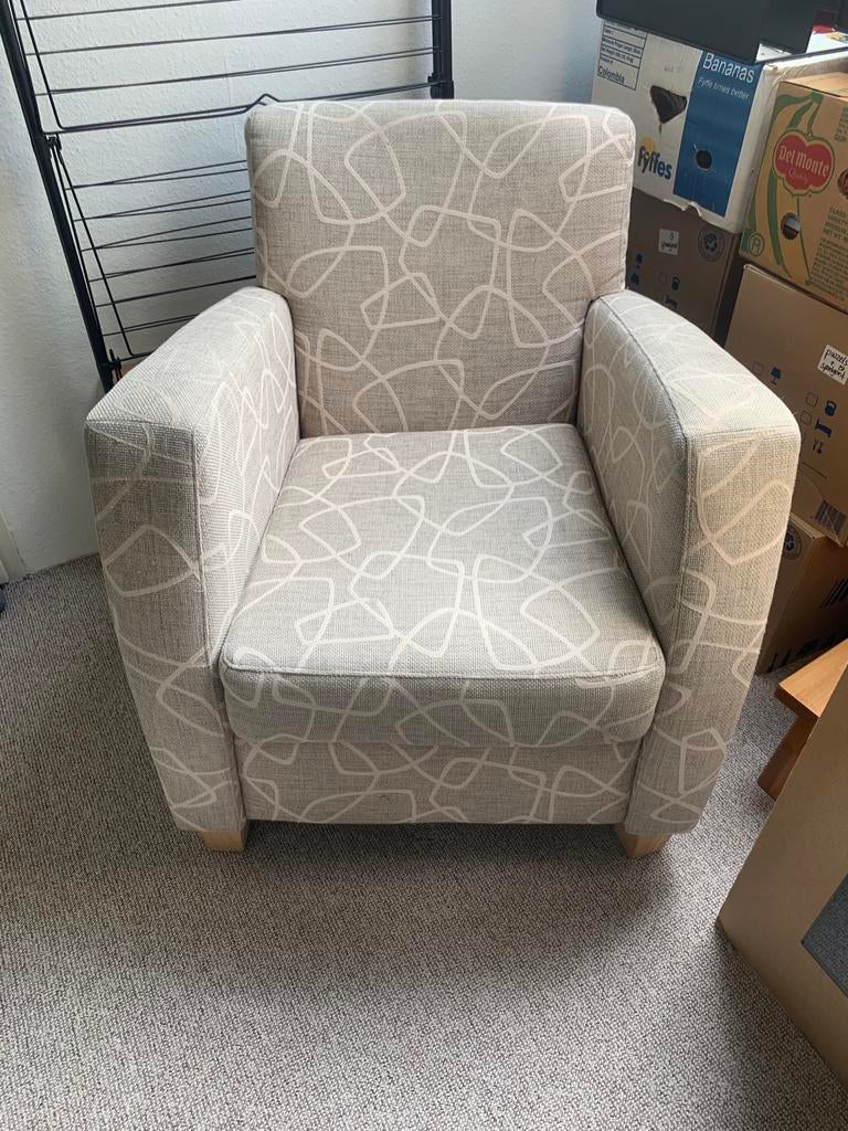 2 fauteuils grijs/beige, Ophalen, Zo goed als nieuw, 75 tot 100 cm, 50 tot 75 cm