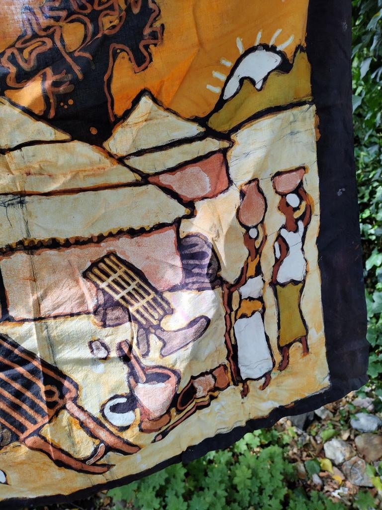 Kleed, batik, dorp, hang, leggen of op te naaien, Ophalen of Verzenden
