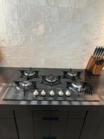 Indesit Gaskookplaat 5 Pits - Zwart Glas - Inbouw, Ophalen, Gebruikt, Inbouw, Gas