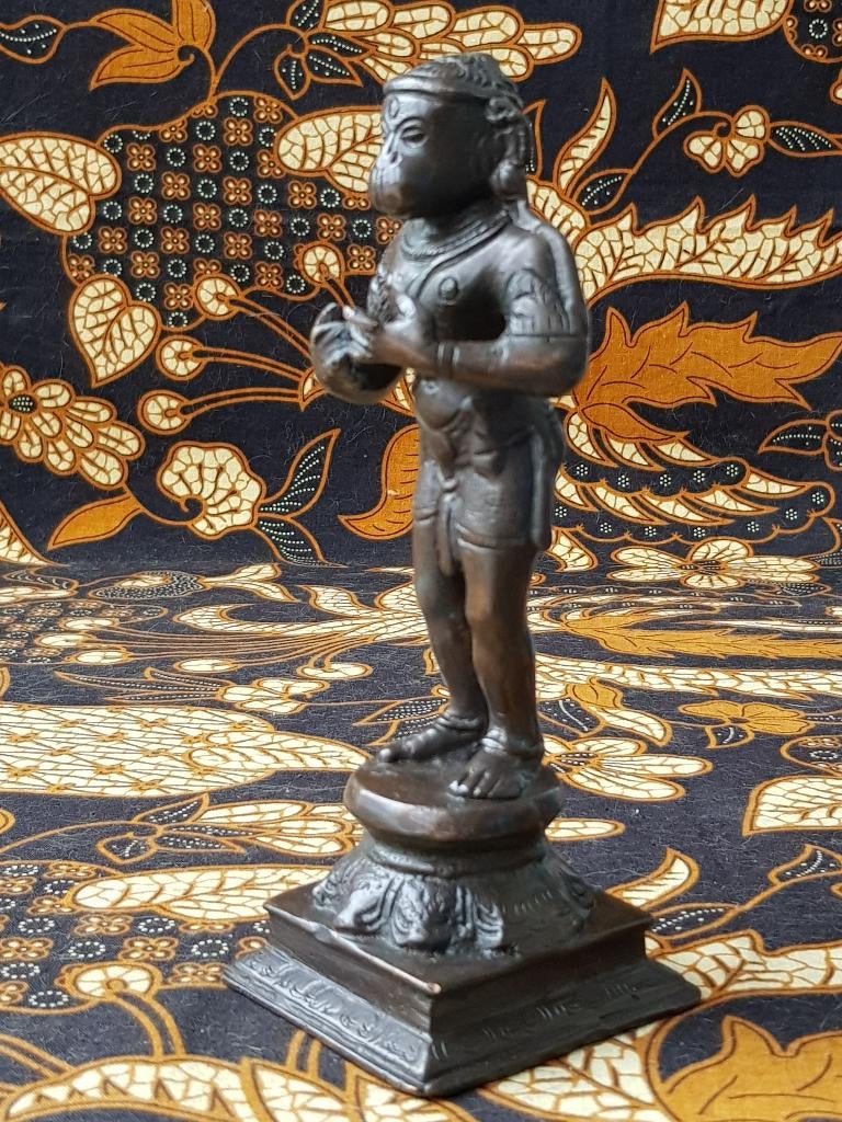 Mooi zwaar antiek brons beeldje uit India van Hanuman., Antiek en Kunst, Ophalen of Verzenden