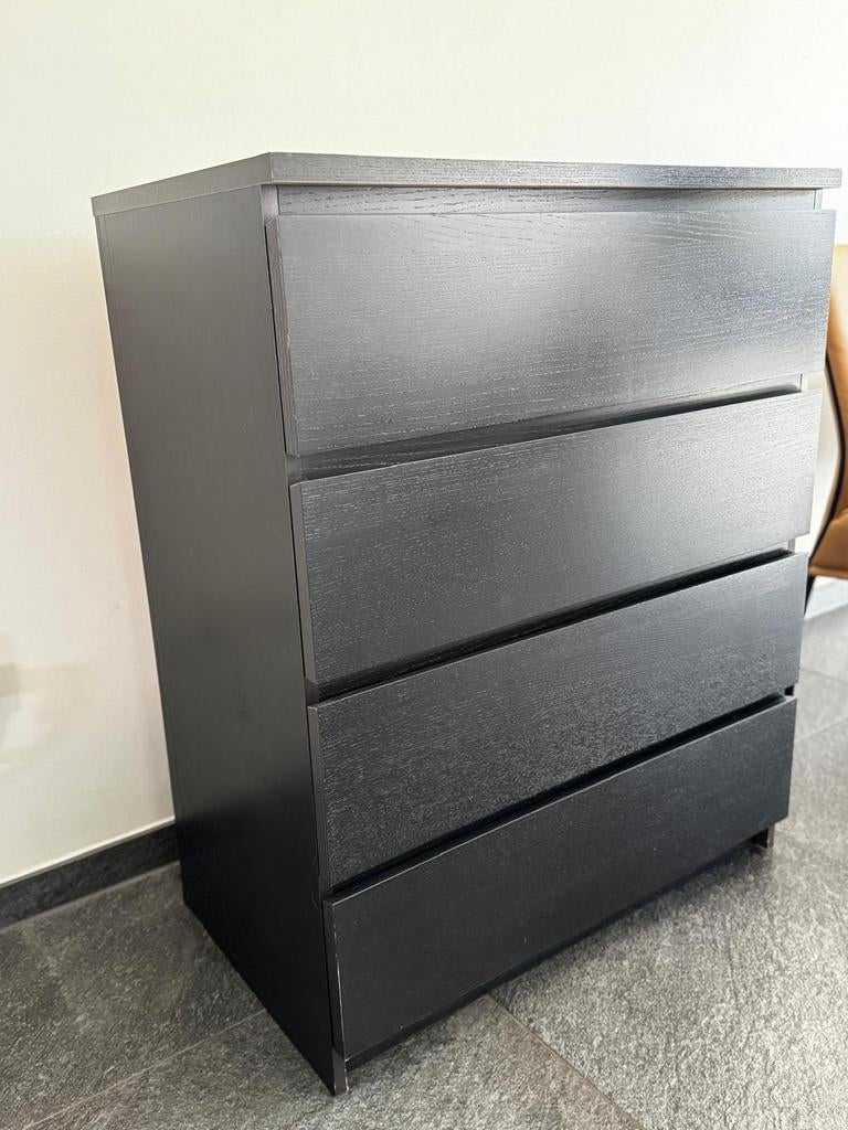Ikea Malm ladekast met 4 lades, zwartbruin, 80x100 cm, Ophalen, Gebruikt, 50 tot 100 cm, 3 of 4 laden