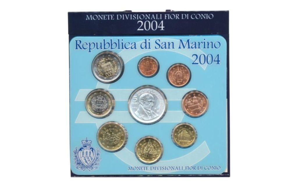 San Marino Euromuntset 2004 incl. zilveren 5 Euro Bartolomeo, Setje, Ophalen of Verzenden, 5 euro, Zilver