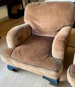 Twee bruine velours  fauteuils. GRATIS, Ophalen of Verzenden, Gebruikt, Stof, 75 tot 100 cm