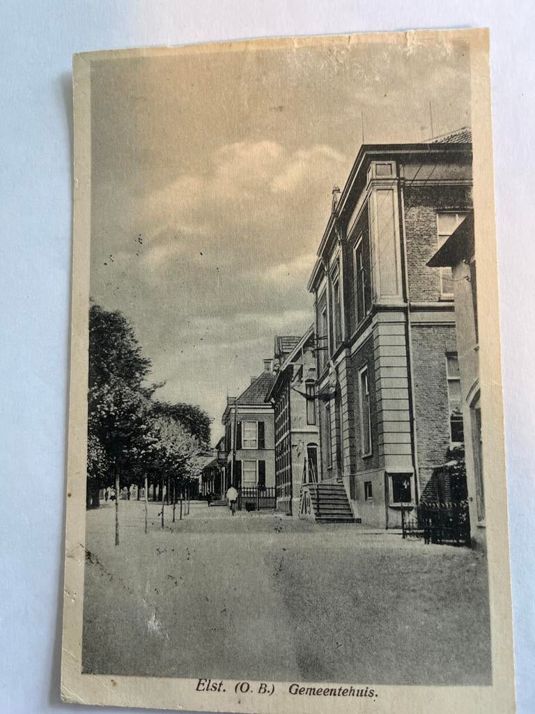 Ansichtkaart Elst Over- Betuwe gemeentehuis, Verzamelen, Ansichtkaarten | Nederland, Ophalen of Verzenden, 1920 tot 1940, Gelopen