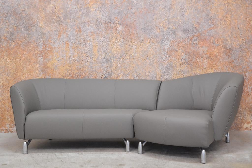 NIEUW beklede grijze leren Leolux Pupilla design hoekbank, 250 tot 300 cm, Leolux, Leolux, Hoekbank