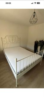 Gratis Ikea Leirvik bed 140 x 200 met matras, Ophalen, Gebruikt, Wit, Tweepersoons