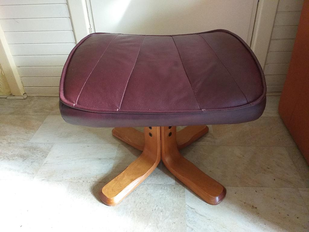 Voetenbankje leer, Huis en Inrichting, Ophalen, Minder dan 50 cm, Gebruikt, 50 tot 75 cm