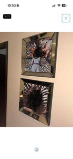 Set van 2 spiegel fotolijsten met zebraprint, Ophalen of Verzenden, Zo goed als nieuw, Overige materialen, 50 tot 75 cm
