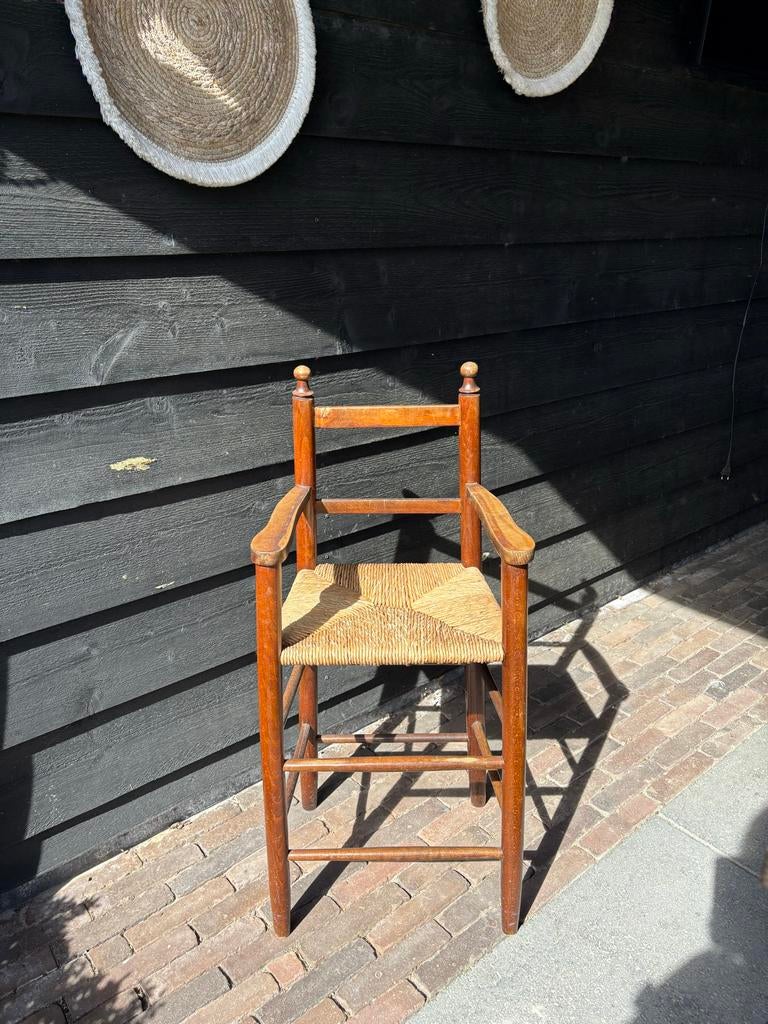 Vintage houten kinderstoel met rieten zitting, Ophalen, Gebruikt, Overige typen