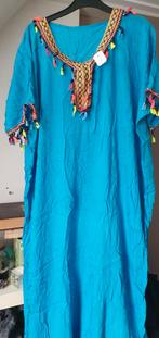 Turquoise Kaftan met Kleurrijke Kwastjes - Nieuw, Maat 38/40 (M), Blauw, Nieuw, Ophalen of Verzenden