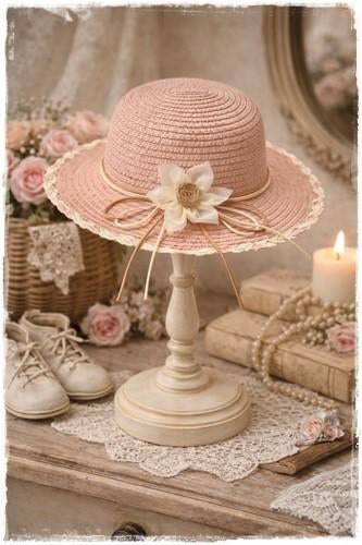 Kinderhoedje in roze/zalm met een mooie bloem voor een kind, Kinderen en Baby's, Kinderkleding | Petten en Hoeden, Meisje, Hoed