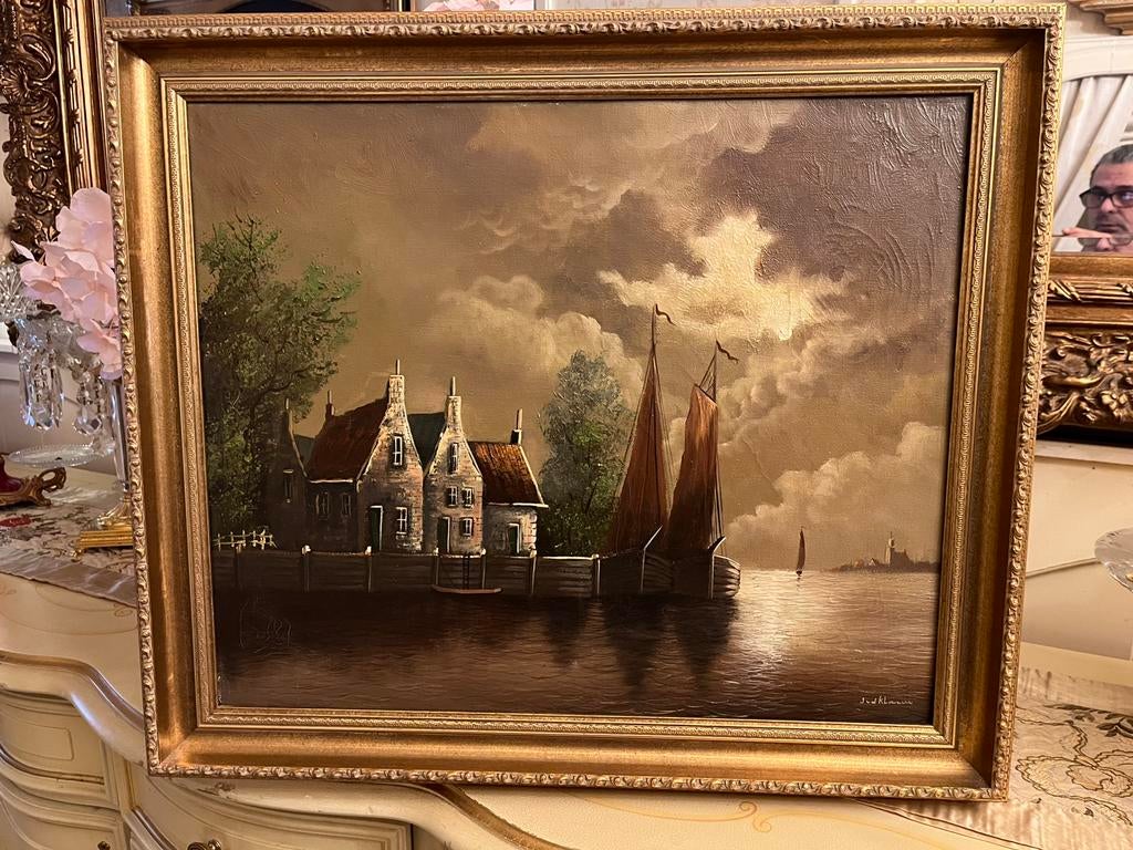 Prachtige groot olieverf schilderij, Antiek en Kunst, Kunst | Schilderijen | Klassiek, Ophalen of Verzenden