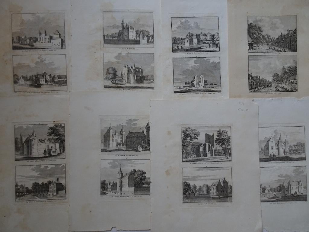 21 dubbelgravures Zeeland, Rijnsburg etc H. Spilman ca. 1750, Antiek en Kunst, Kunst | Etsen en Gravures, Verzenden, Stadsgezicht