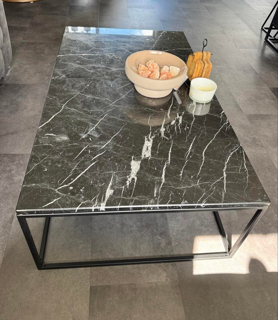 Marmeren salontafel - Nero Marquina zwart, Ophalen, Overige materialen, Gebruikt, 100 tot 150 cm