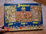 Puzzel Jan van Haasteren 3 in 1 + posters, Ophalen of Verzenden, 500 t/m 1500 stukjes, Zo goed als nieuw, Legpuzzel