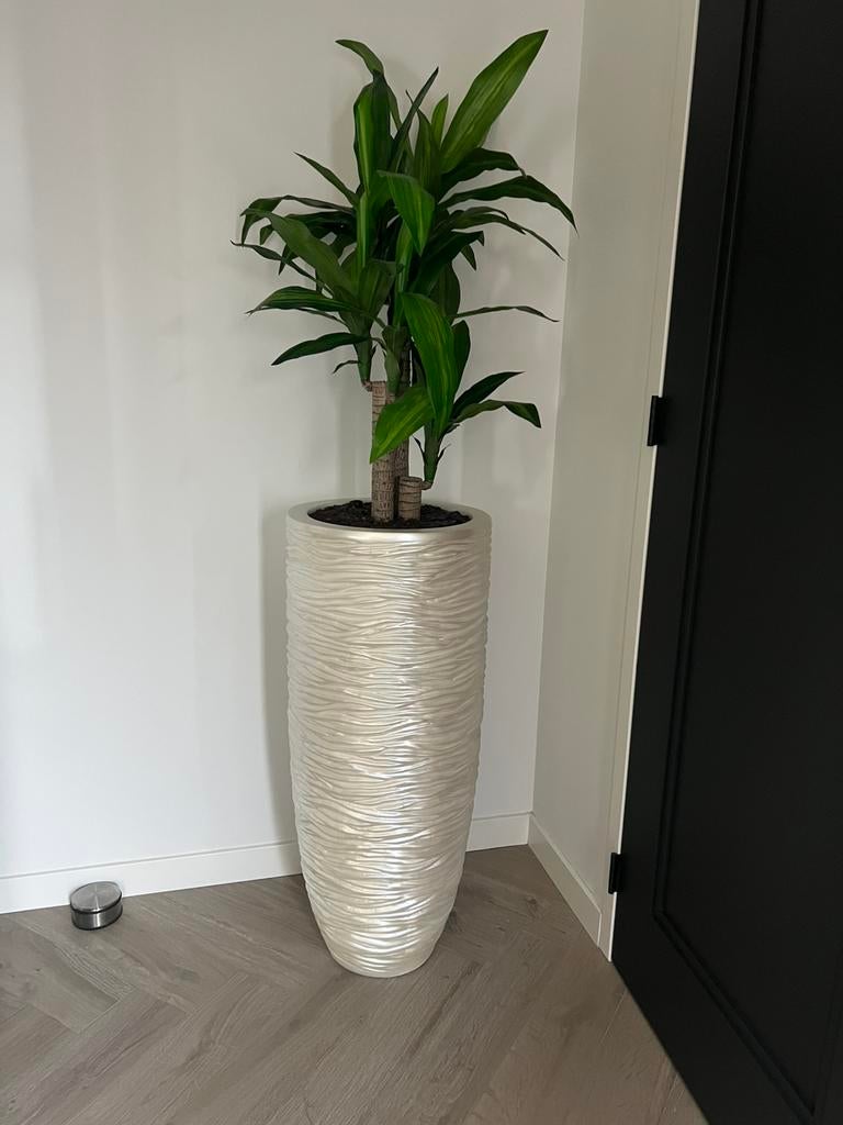 Luxe vaas met nep plant, Tuin en Terras, Bloempotten, Ophalen, Kunststof, 40 cm of meer, Rond