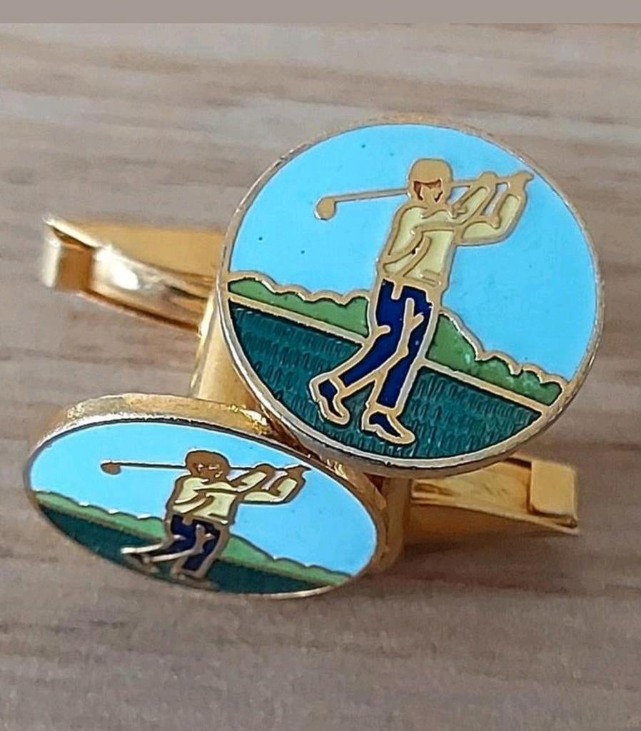 GOUDEN MANCHETKNOPEN GOLF THEMA*GOLFSPELER, Verzenden, Nieuw, Overige materialen