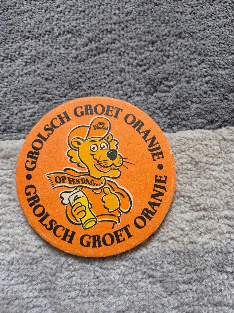 Grolsch bierviltje - Grolsch Groet Oranje, Verzamelen, Biermerken, Ophalen of Verzenden