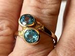 Gouden ring Aquamarijn, Sieraden, Tassen en Uiterlijk, 18 tot 19, Verzenden, Zo goed als nieuw, Met edelsteen