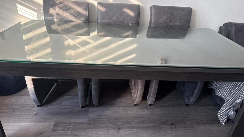 Moderne donkergrijze eettafel 150x90 cm (zonder glas), Gebruikt, 150 tot 200 cm, Modern, Vier personen