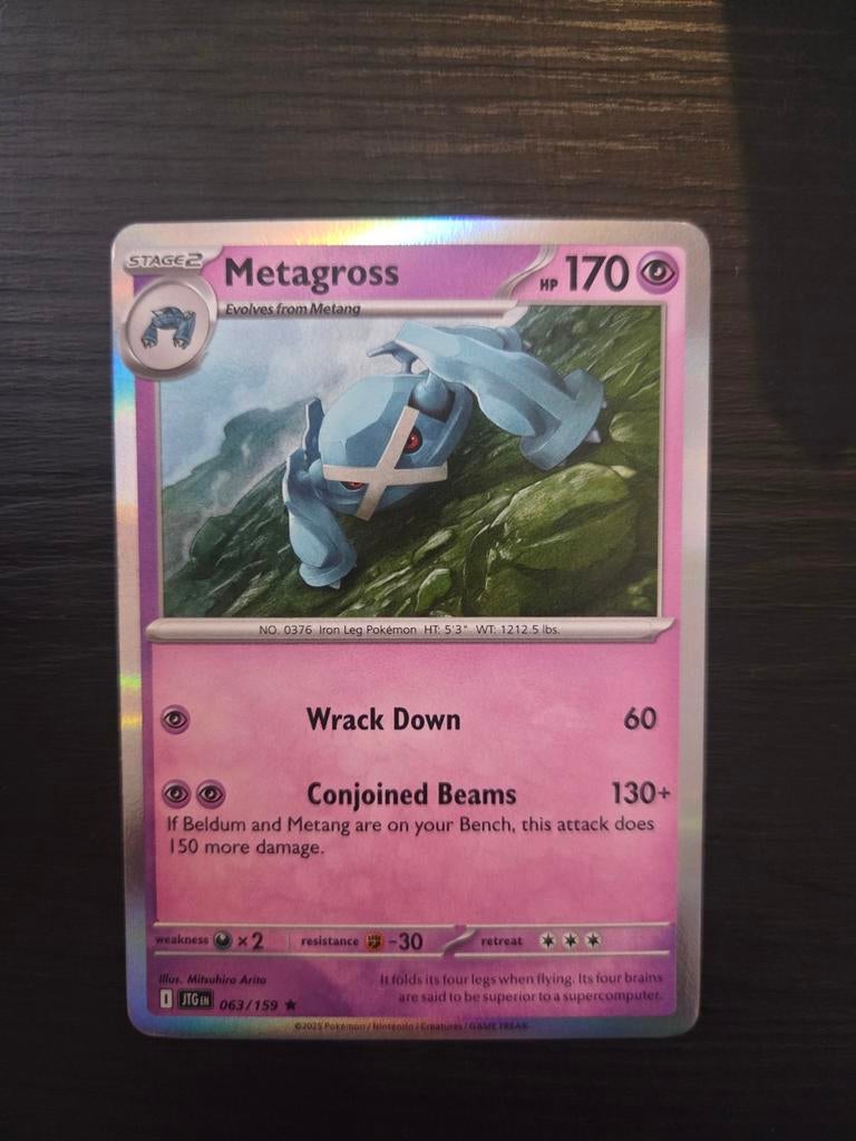 Metagross Pokémon Kaart 063/159 - Holo Rare, Ophalen of Verzenden, Zo goed als nieuw, Losse kaart, Foil