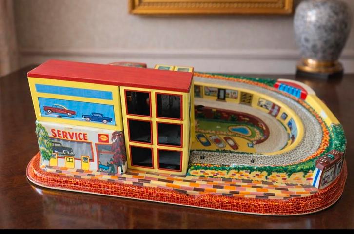 2 xTechnofix Lift Garage met 3 auto's – vintage, Antiek en Kunst, Antiek | Speelgoed, Ophalen of Verzenden