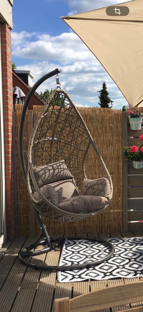 Zeer mooie hangstoel met standaard, Tuin en Terras, Tuinstoelen, Ophalen, Gebruikt, Metaal
