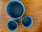 3 delige Bloempot Set Kleur: Blauw Nieuw, Rond, Nieuw, Ophalen of Verzenden, Aardewerk