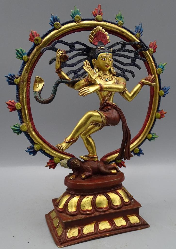 Goldface Rad van Shiva Nataraja uniek zeldzaam koper beeld, Verzamelen, Religie, Gebruikt, Hindoeïsme, Beeld(je), Ophalen of Verzenden