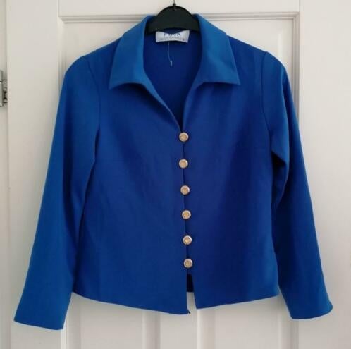 Fink Dresses vintage kobalt blauwe blazer + goud S nr 34912, Blauw, ., Ophalen of Verzenden, Zo goed als nieuw