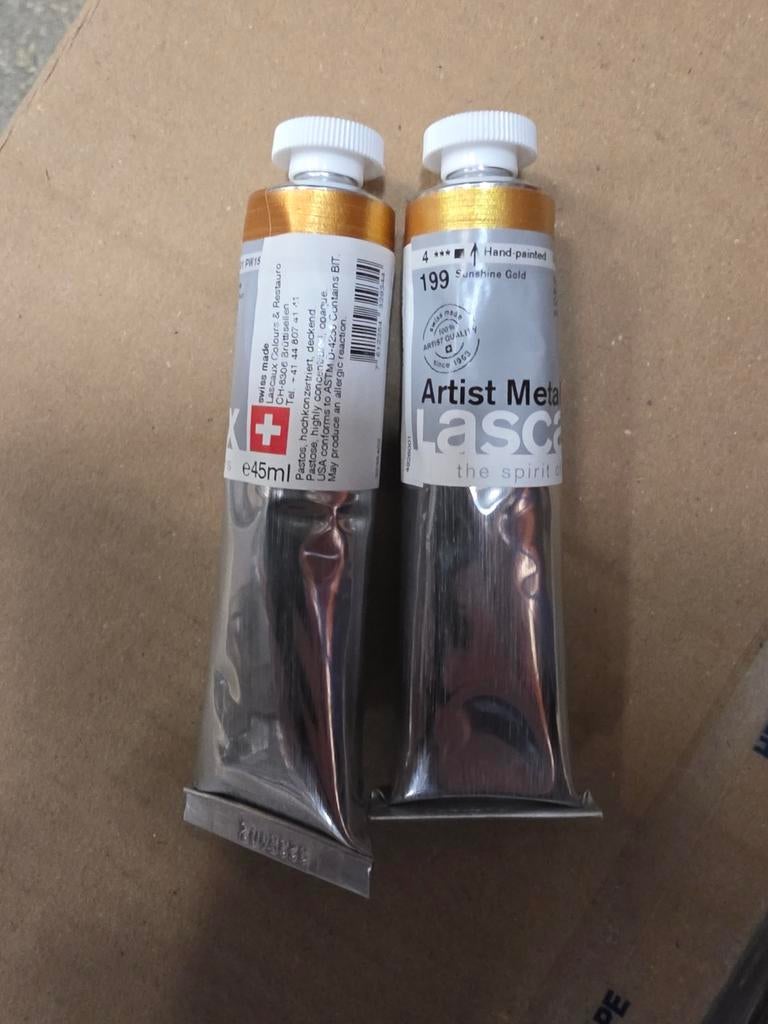 Lascaux Artist Metallic Acrylverf - Sunshine Gold (2x 45ml), Hobby en Vrije tijd, Schilderen, Nieuw, Acrylverf, Ophalen of Verzenden