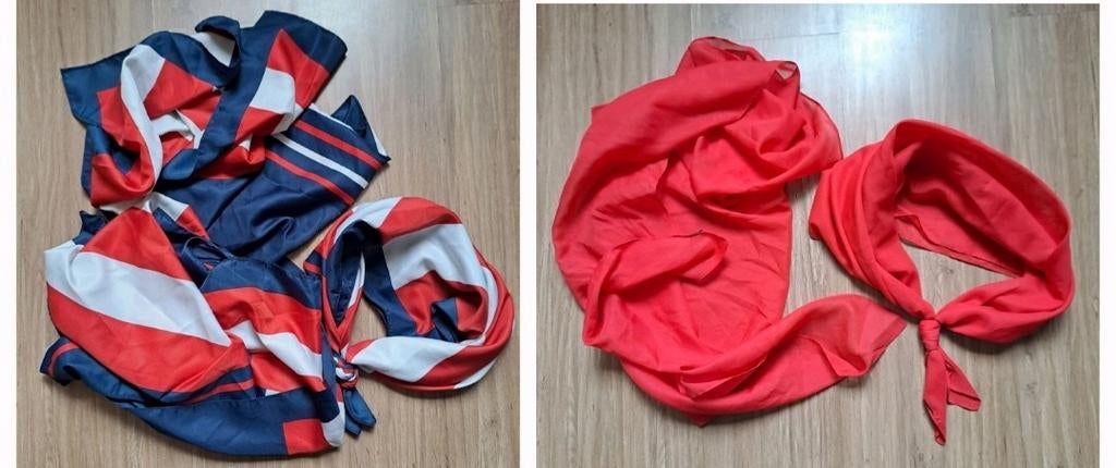 Set van 5 Sjaals: 2x Rood en 3x Rood/Wit/Blauw, Ophalen of Verzenden, Maat 36 (S), Sjaal, Onbekend