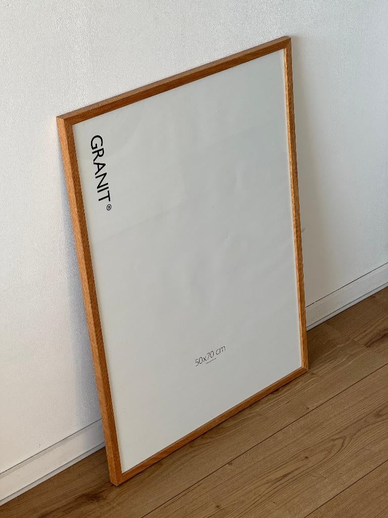 Twee fotolijsten 50 x 70 eikenhout met glas, Granit, Ophalen, 50 tot 75 cm, Zo goed als nieuw, 50 tot 75 cm