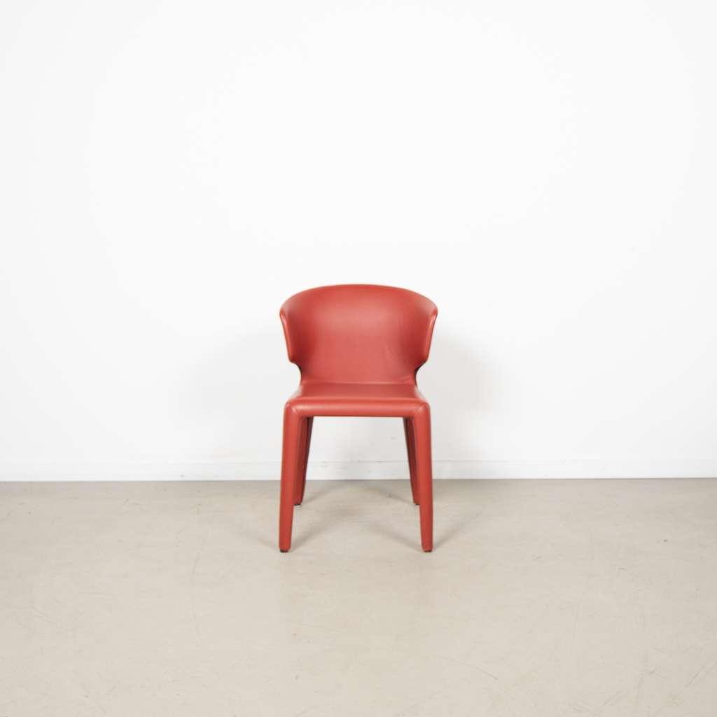 4x Cassina Hola Stoel Rood Leer, Niet ingevuld, Niet ingevuld, Leer, Zo goed als nieuw