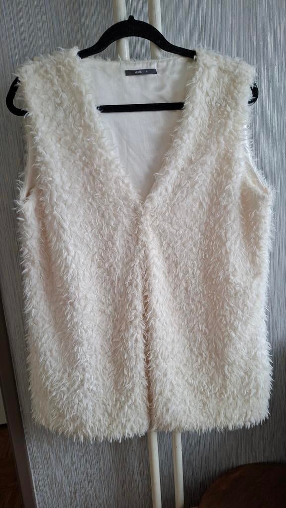 Witte Bodywarmer Nepbont Maat L - € 9,00, Wit, Maat 42/44 (L), Ophalen of Verzenden, Zo goed als nieuw