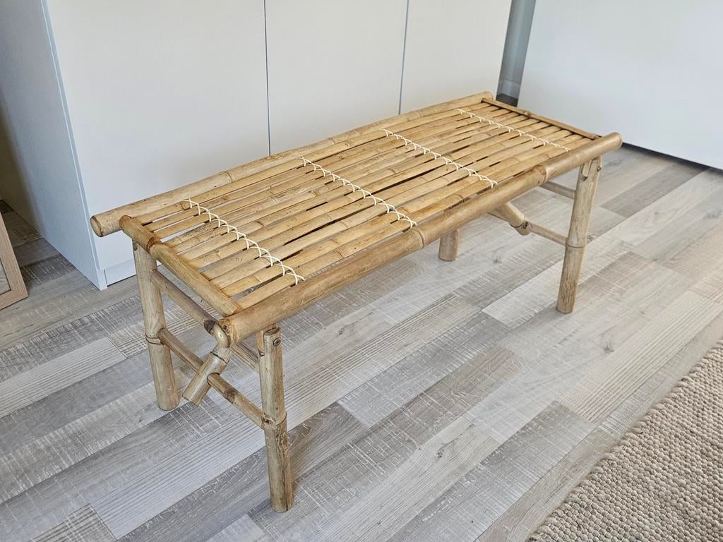 Bamboe bankje / krukje, Huis en Inrichting, Ophalen, Overige kleuren, Riet of Rotan, Bohemian, Natuurlijk