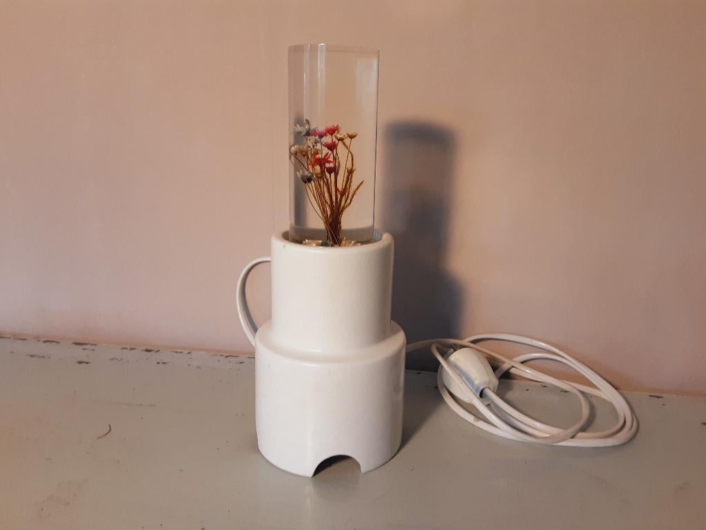 Zweeds Vintage Nachtlampje met gekleurde droogbloemen, Ophalen of Verzenden