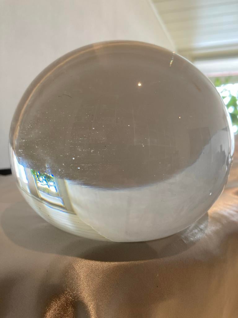 Massieve afgeplatte glazen bol, presse papier, Antiek en Kunst, Ophalen of Verzenden