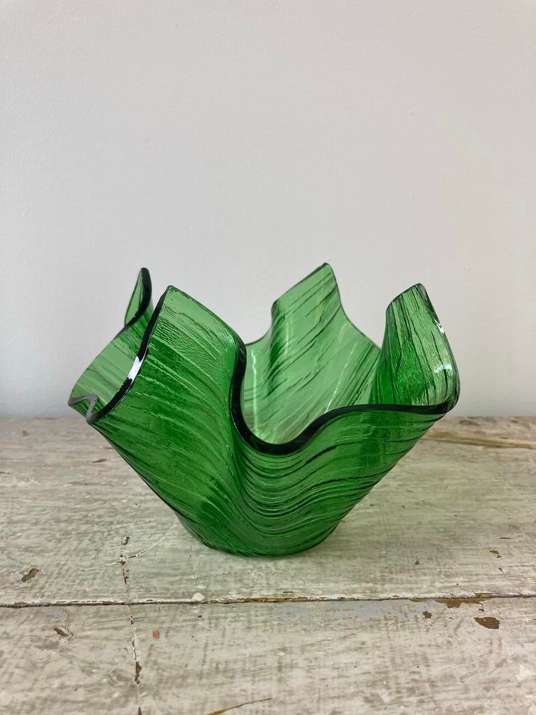 Vintage Chance Glass Zakdoekvaas Groen - Jaren '50-'80, Antiek en Kunst, Antiek | Glas en Kristal, Ophalen of Verzenden