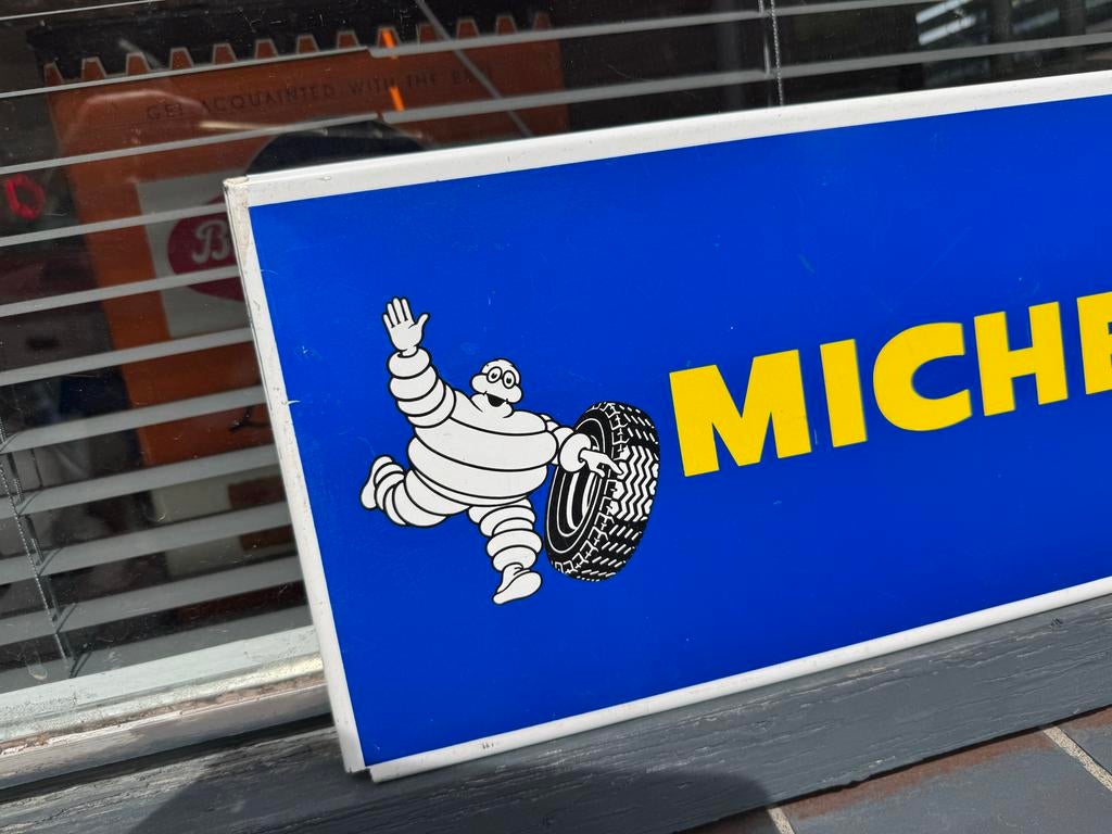 Vintage Michelin Reclamebord - Bibendum, Reclamebord, Gebruikt, ., Ophalen of Verzenden