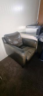 2 Echt leren fauteuils - Zwart en Donker Oranje, Ophalen, Gebruikt, 75 tot 100 cm, Leer