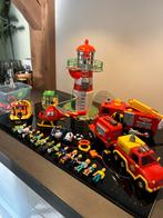 Grote Brandweerman Sam speelset met vuurtoren en voertuigen, Ophalen, Gebruikt