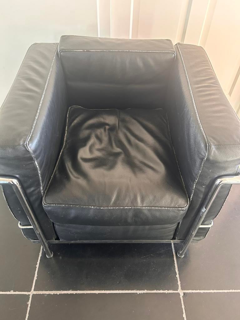 Lc2 design fauteuil stoel zwart leer Le Corbusier Cassina, Ophalen