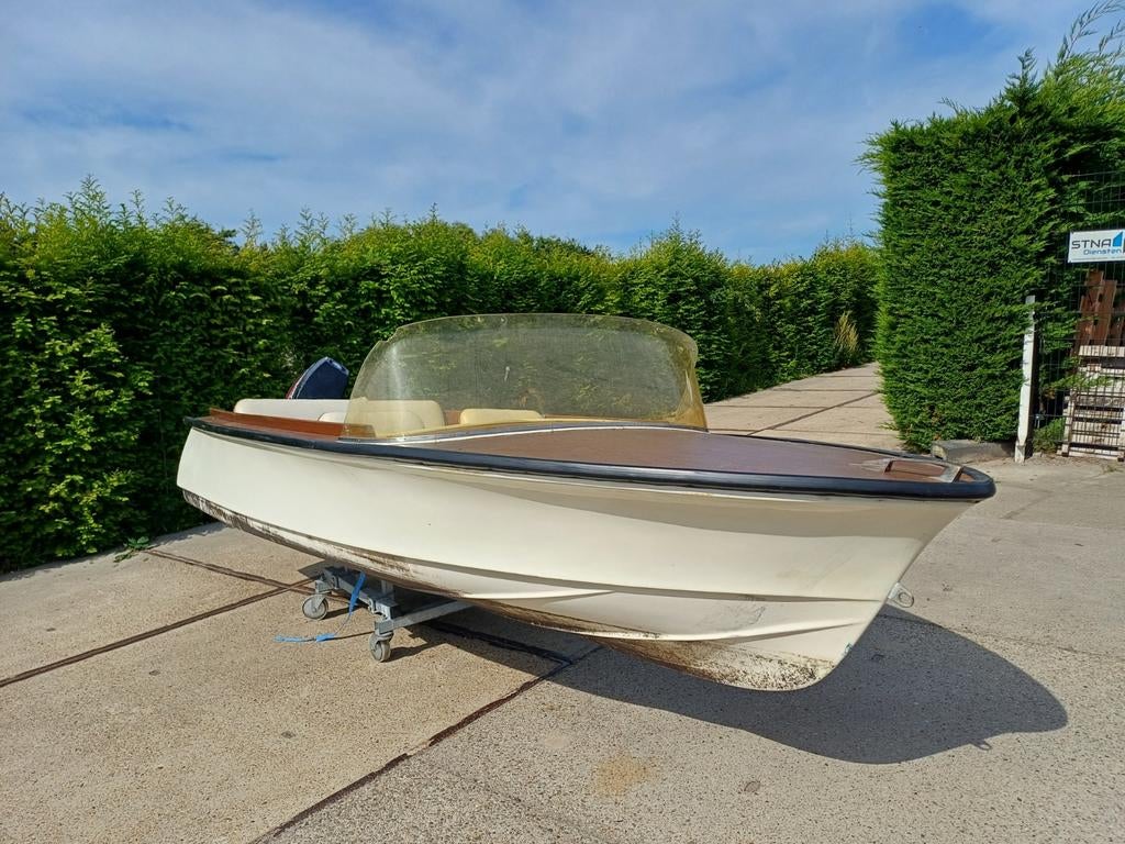 Skibsplast Sportsmann 13 van 1963 met Honda 8 pk 4 takt, Watersport en Boten, Ophalen, Gebruikt, Minder dan 70 pk, 3 tot 6 meter