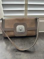 Longchamp leren clutch handtasje met slangenprint, Ophalen of Verzenden, Gebruikt, Beige, Avondtasje