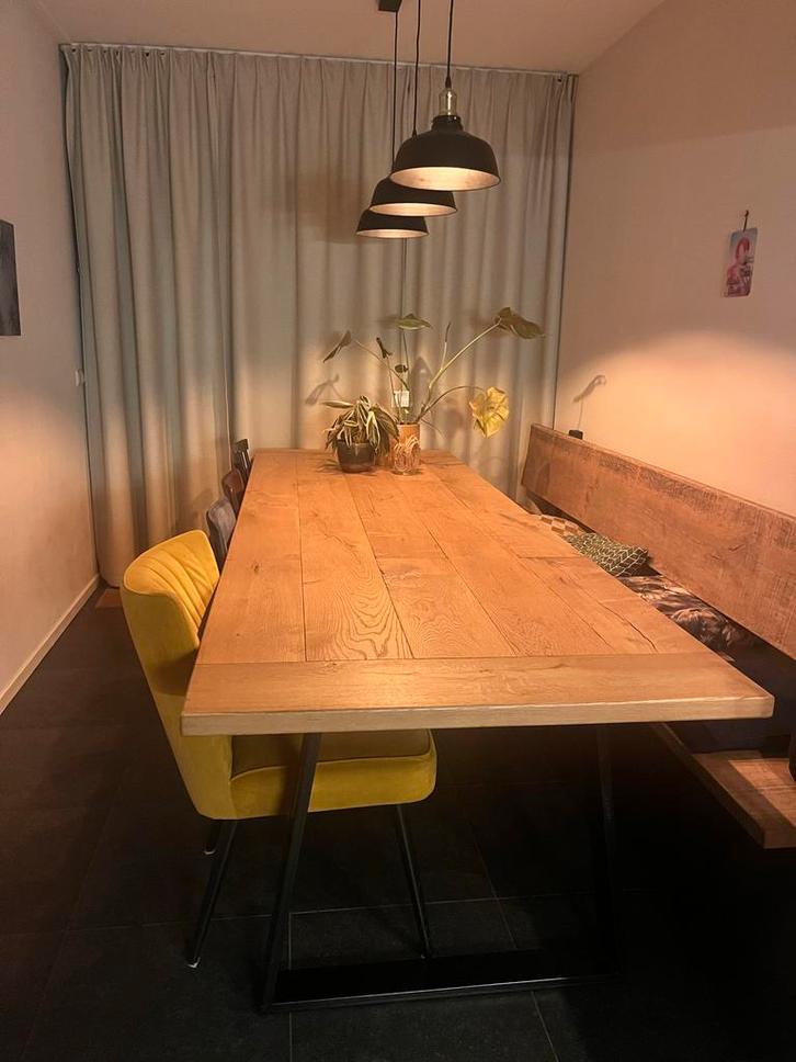 Robuuste Eettafel 300x100 cm - Eikenhout, Huis en Inrichting, Tafels | Eettafels, Gebruikt, 50 tot 100 cm, 200 cm of meer, Vijf personen of meer