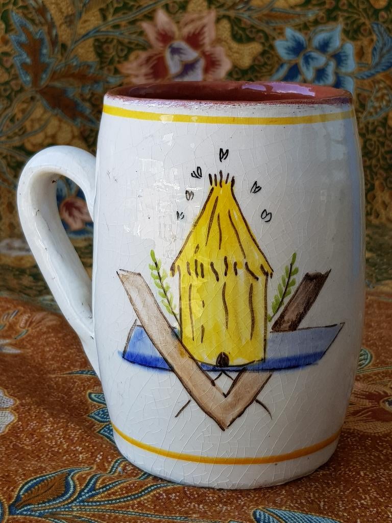 Mooie zeldzame antieke Engelse vrijmetselaars beker 13 cm., Antiek en Kunst, Ophalen of Verzenden
