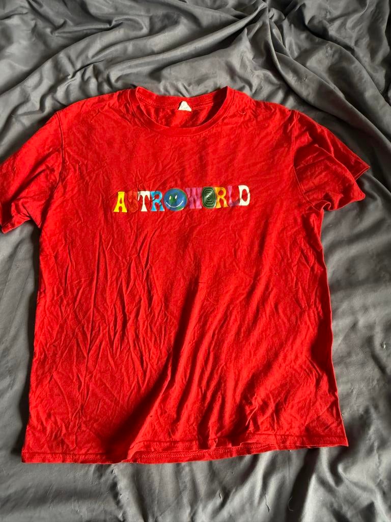 Astroworld T-shirt Maat M - Rood, Kleding | Heren, T-shirts, Verzenden, Gedragen, Maat 48/50 (M), Rood